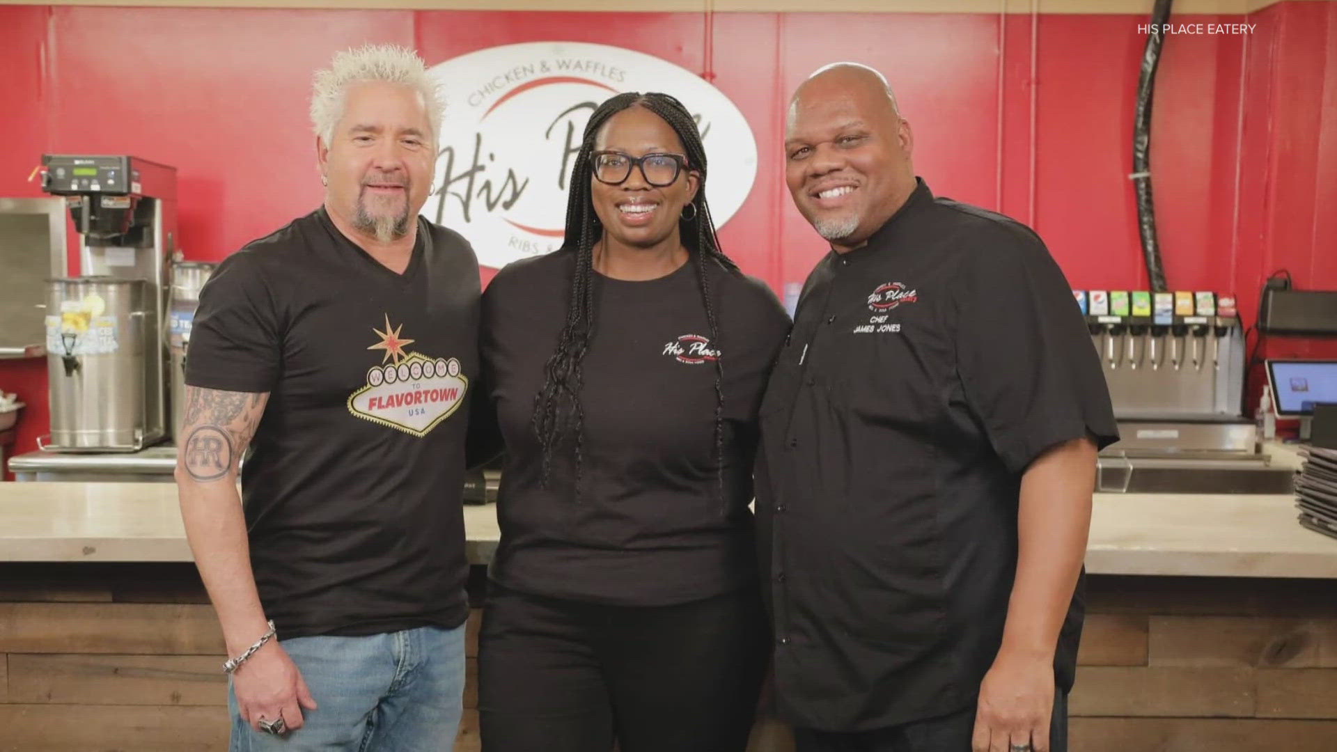 The owners of "His Place Eatery" shared their excitement on Facebook that they'll be on a new episode of Guy Fieri's show on Friday, Oct. 11.