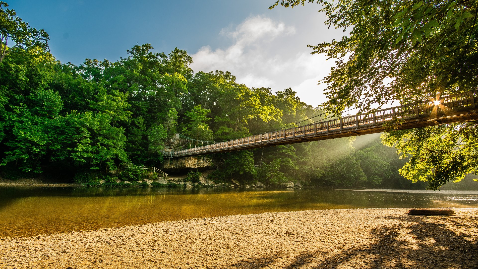 The website noted the picturesque hiking opportunities at Turkey Run State Park, through the sandstone gorges carved by Sugar Creek.