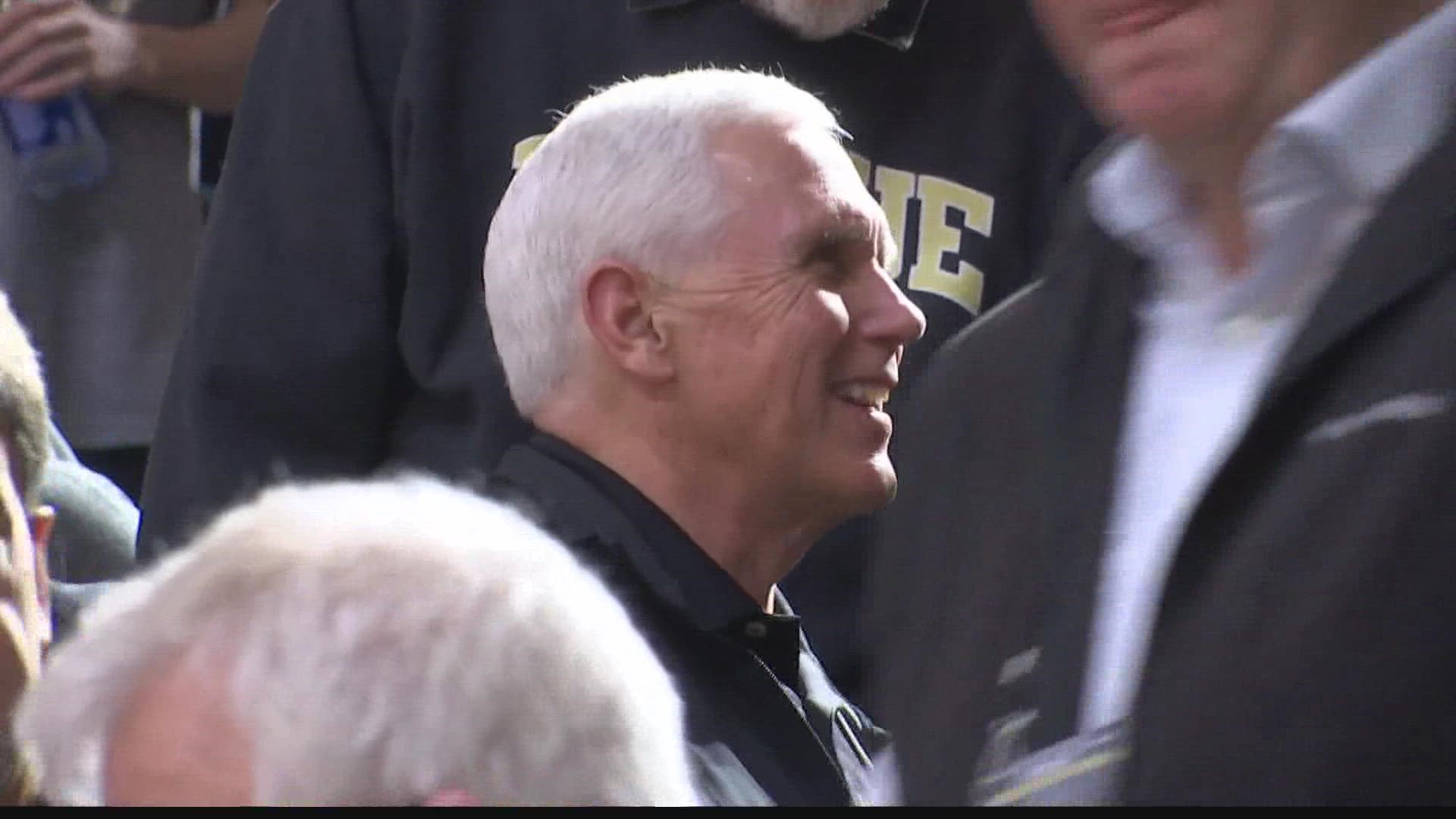 Former Vice President Mike Pence was at Mackey Arena on Saturday to watch archrivals IU and Purdue compete in their last regular-season game.