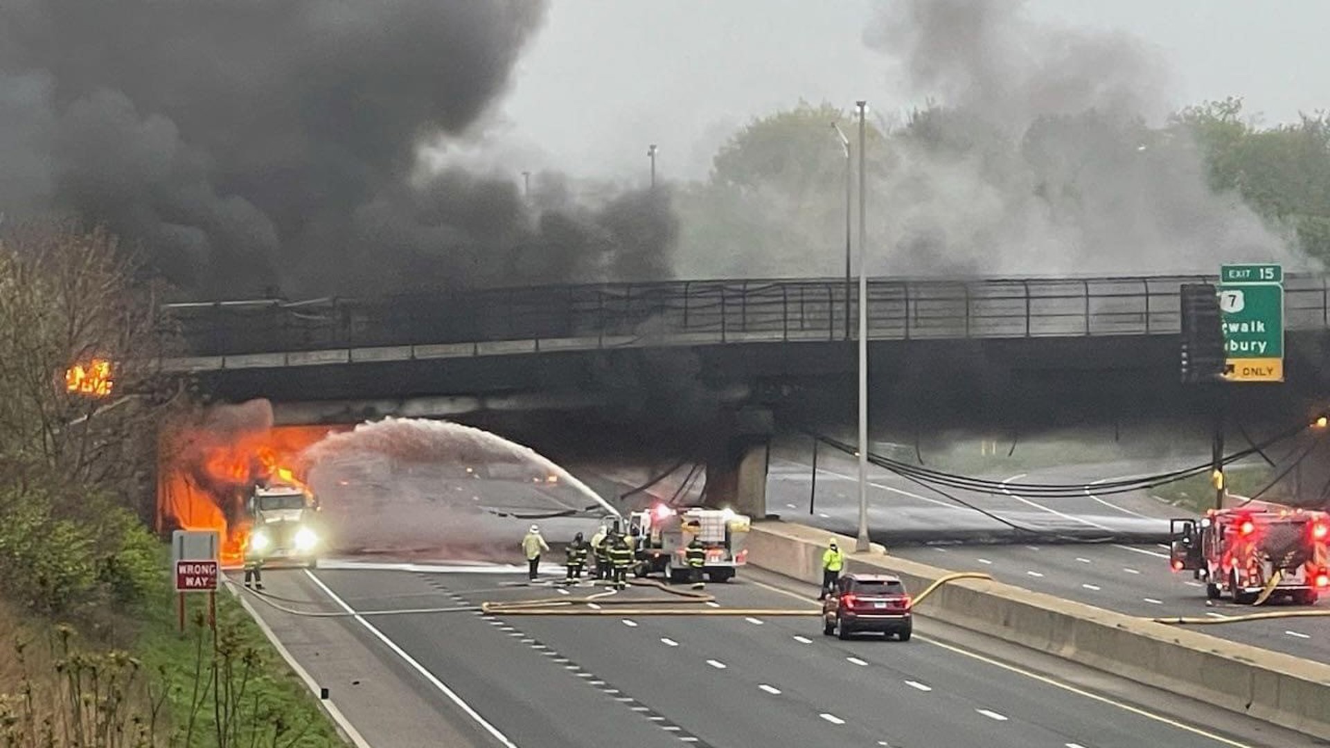 Part of I-95 will be shut down, likely for days, after fiery crash that damaged an overpass.