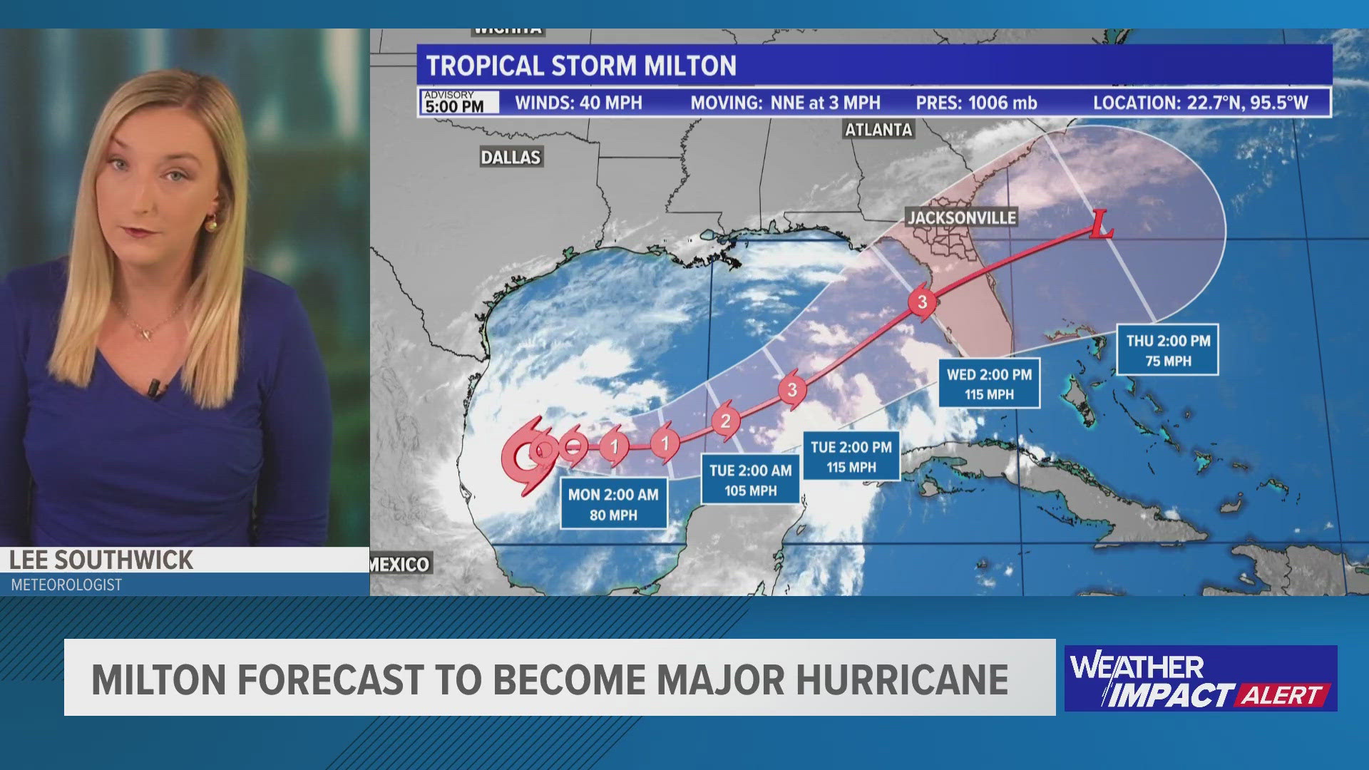 Tropical Storm Milton is expected to strengthen into a Category 3 hurricane before landfall on Florida's Gulf Coast.