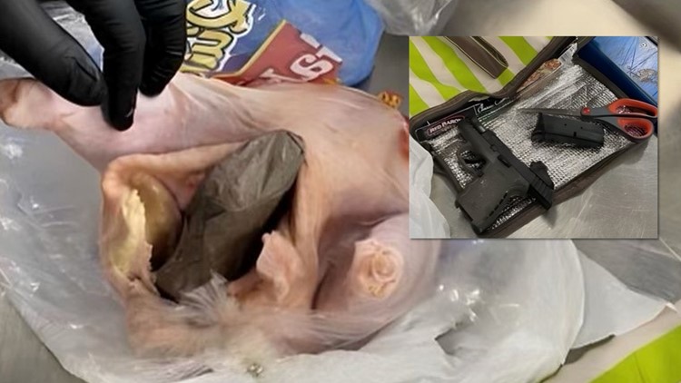 TSA: Handgun found inside raw chicken in luggage at airport