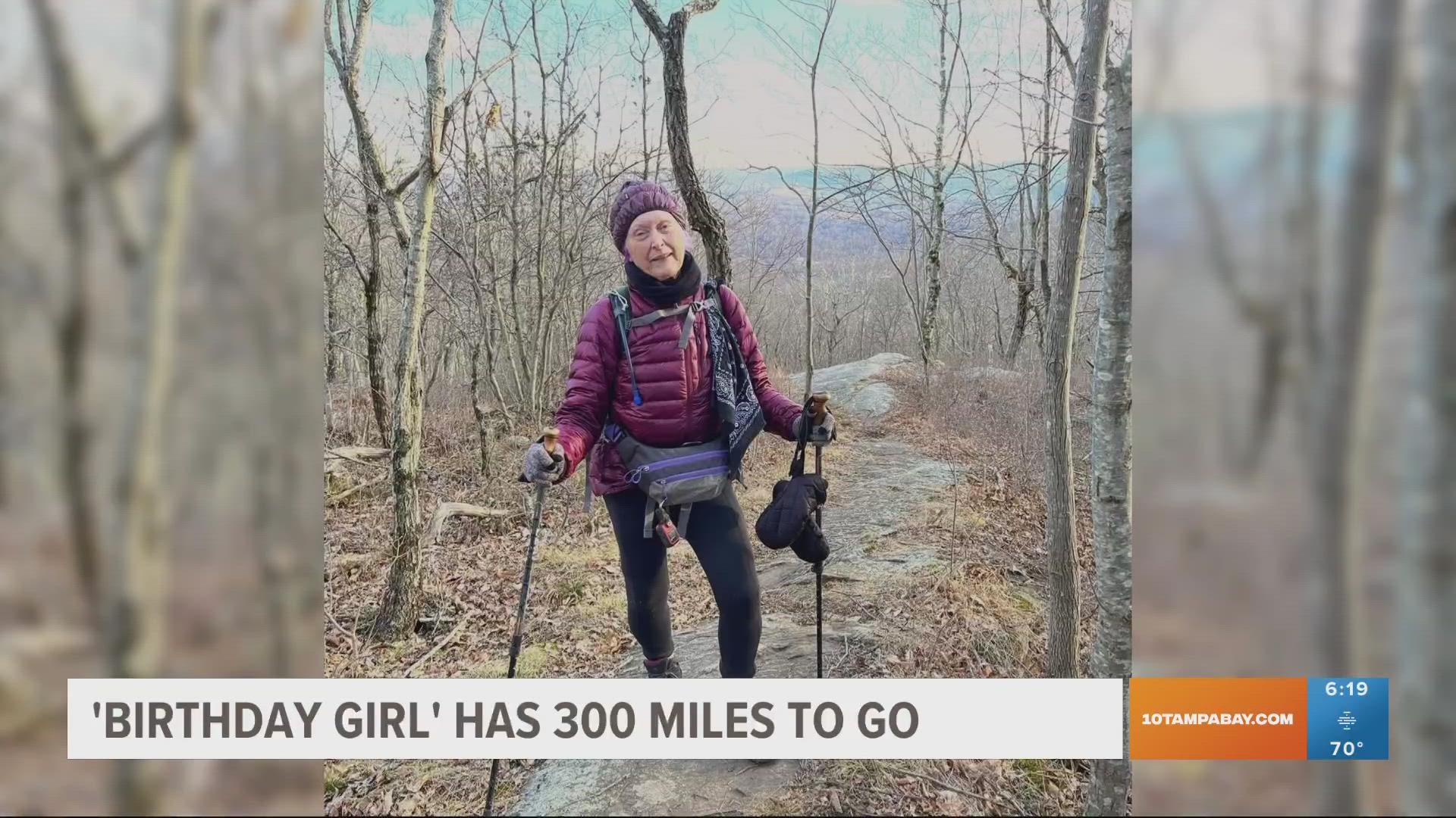 Pamela Clark, 76, has 30 days to finish about 300 more miles out of the 2,200-mile-long trail.