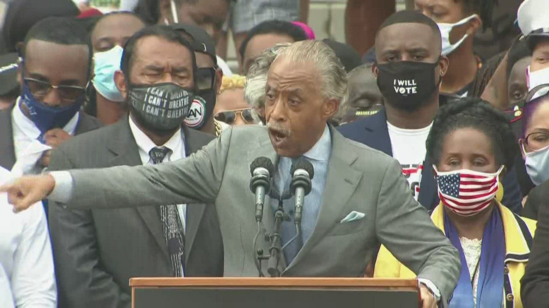 Rev. Al Sharpton addresses denounces looting but challenges critics to address the extrajudicial killings of Black people by police officers.