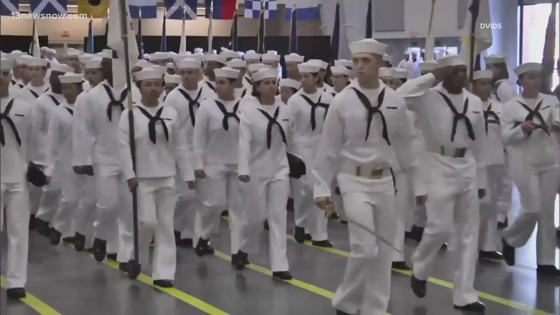 The Navy may miss its recruiting goals by 67-hundred sailors this year.
 [TAKE VO] 
{***VO***}
The Defense Department reports that the Navy recruited a total of 9800