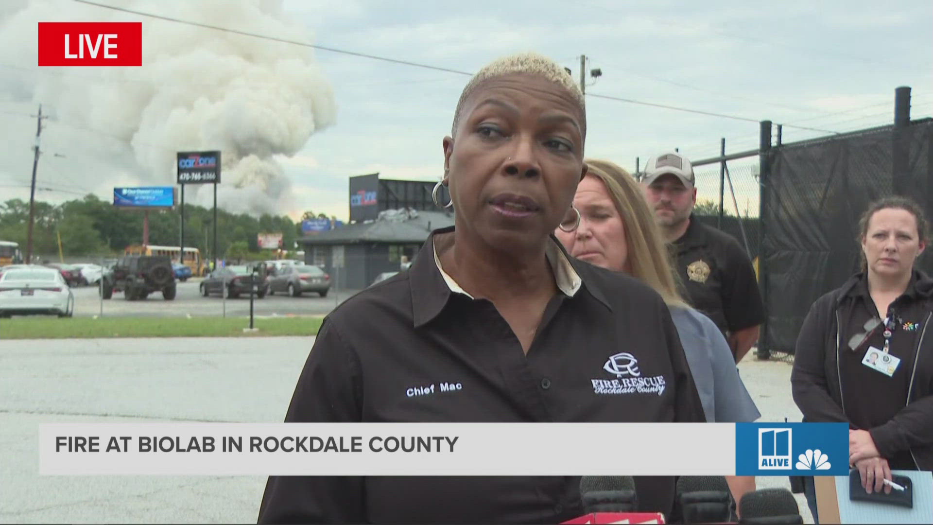 The fire ignited Sunday morning and later reignited, according to Rockdale County authorities.