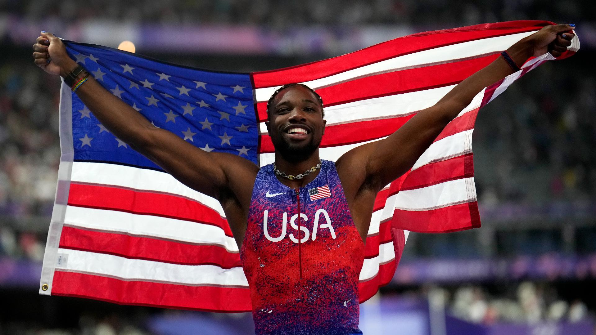 Noah Lyles wins 100m race at Paris Olympics, his mom reacts