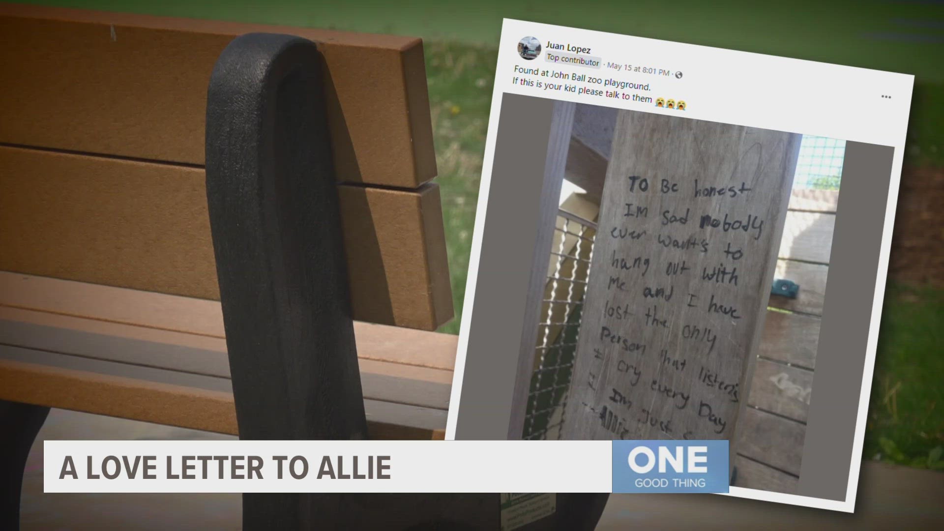 Westside neighbors are rallying around someone who left a heartbreaking note on the playground at John Ball Park.